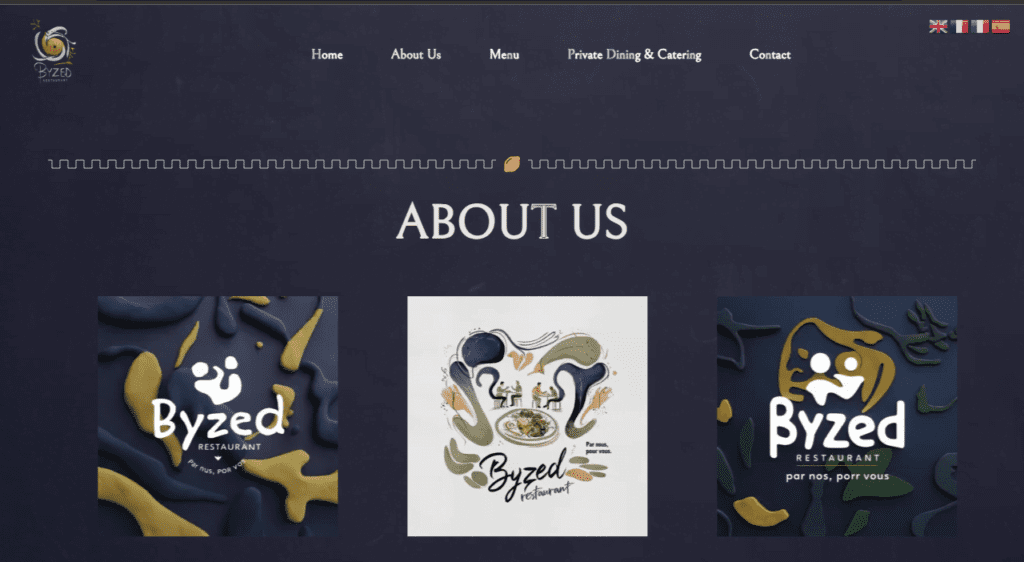 Portfolio "Screenshot of Byzed Restaurant's website, showcasing the innovative design and strategic elements implemented by LC Agency."