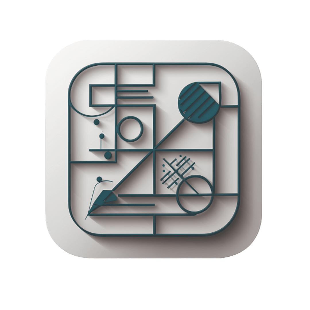 "Graphic design icon by Las Cucarachas Digital Marketing and Business Development Agency, showcasing design tools like a pencil, ruler, and color wheel in blue and white."