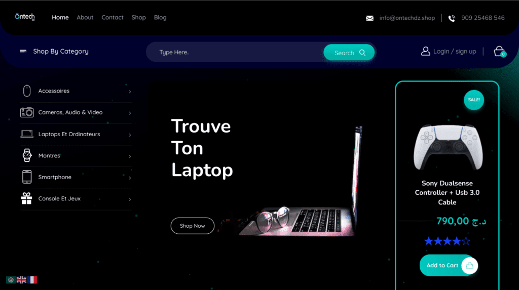 The Win-Win Hustle: How Las Cucarachas Agency (OnyxGlamour Now) Transformed OntechDZ "Screenshot of Ontech Store's website, showcasing the sleek design and user-friendly experience developed by LC Agency."